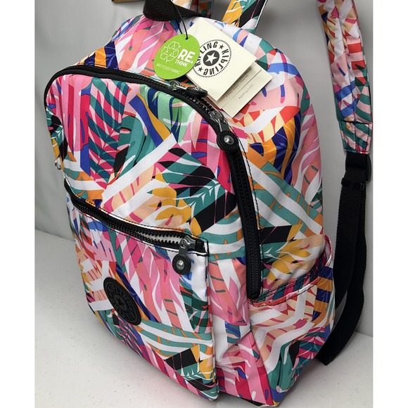 Kipling Chuwy Backpack Bookbag Tropical Patchwork Garden Book Bag Adjustable NWT main image 5